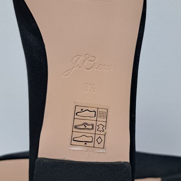 J. Crew Marie Bow Elegant Slip On Loafers Rhinestone Detail Satin Size 6.5 Black - Picture 14 of 16